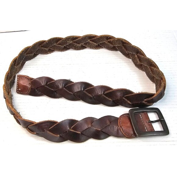 Lucky Brand Braided Leather Belt With Metal Buckle Dark Brown 32/34 - Picture 8 of 8